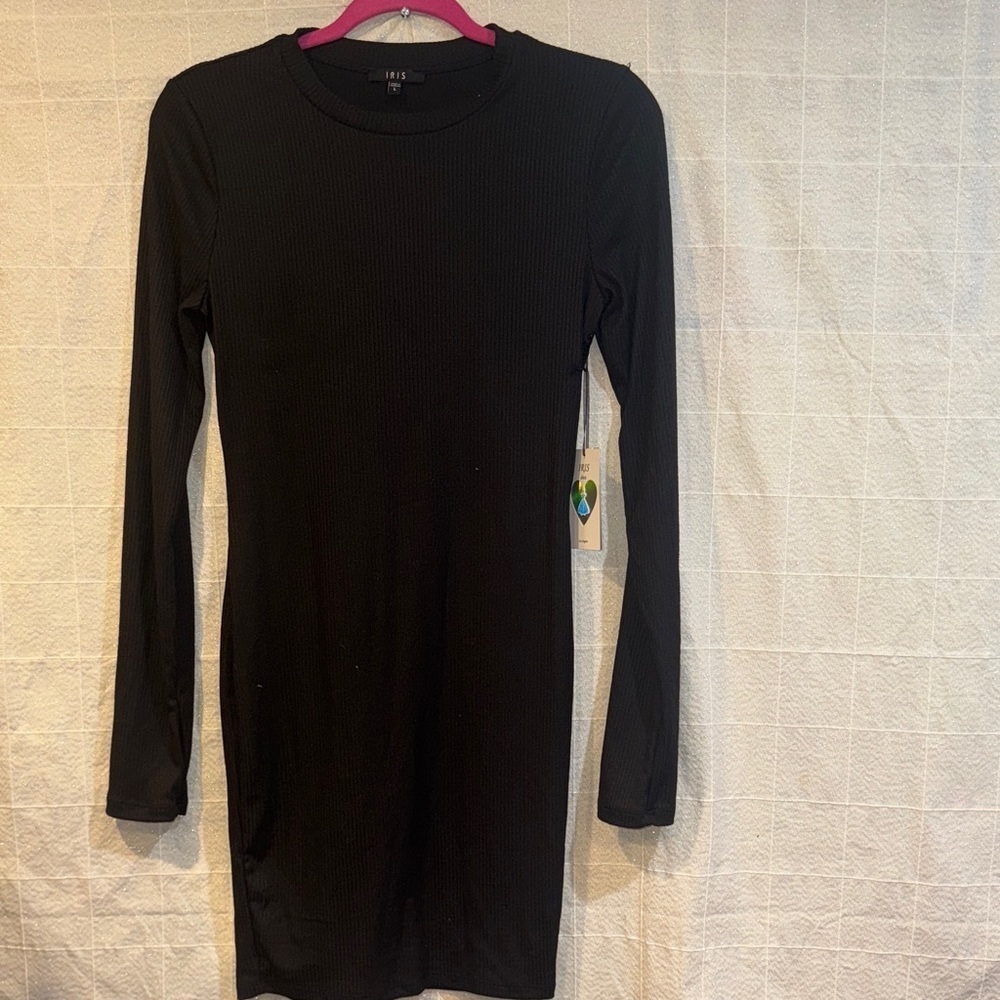 Iris Black Ribbed Knit Top